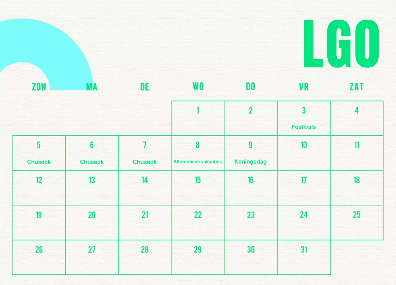 Blauwe vintage kalender