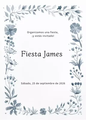 Invitación de cumpleaños floral gris