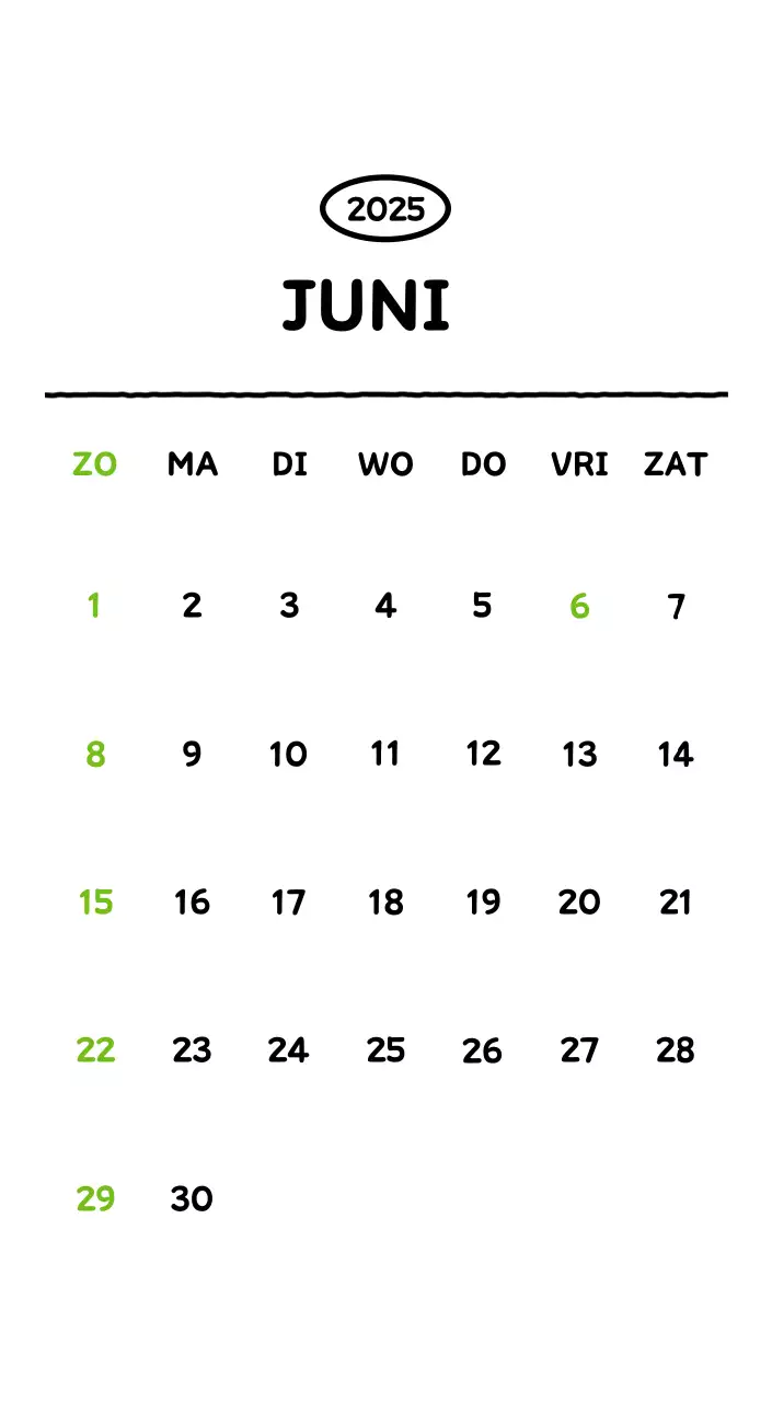 Geïllustreerde kalender met een mooie lijnstijl