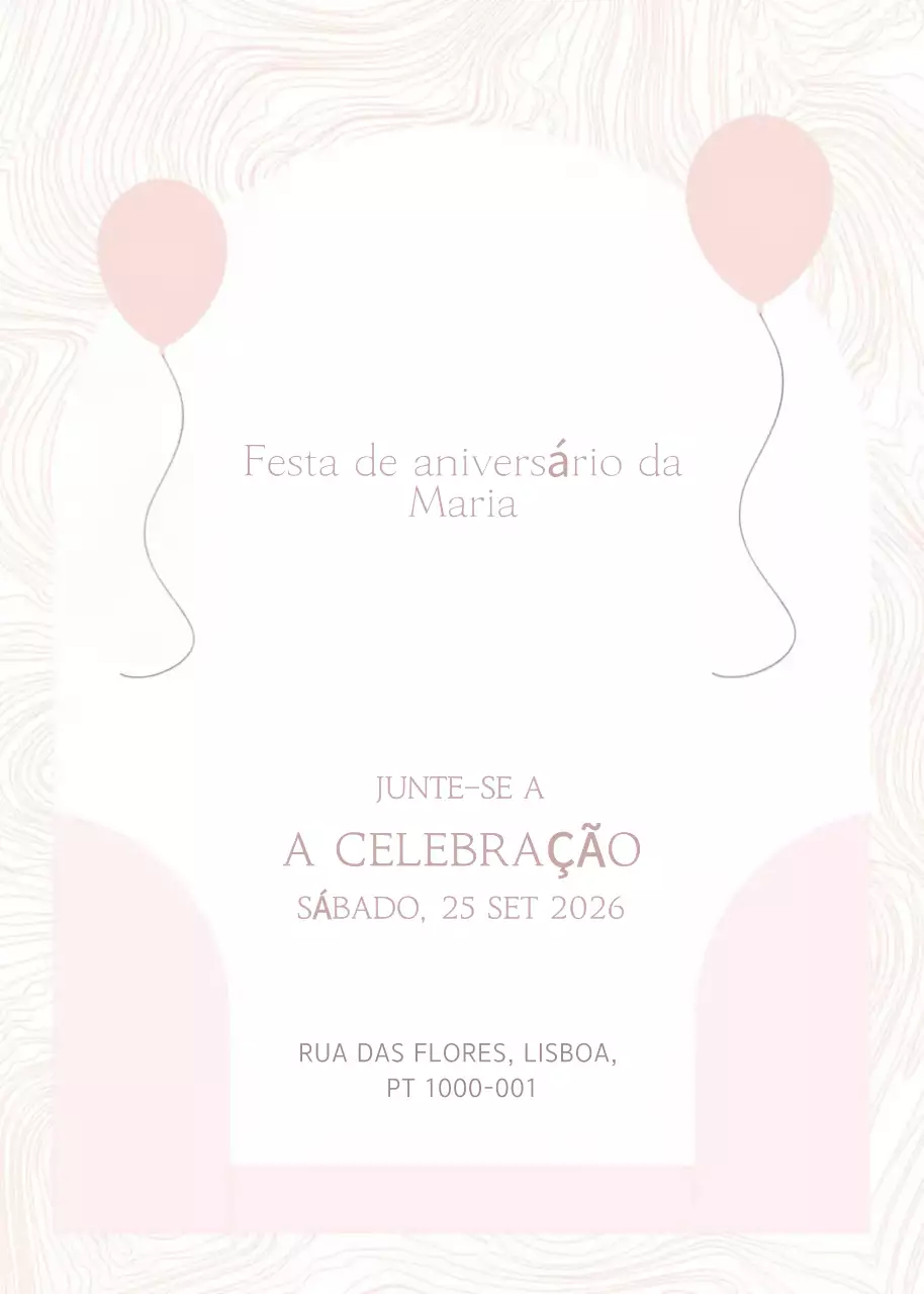 Convite de aniversário simples cor-de-rosa