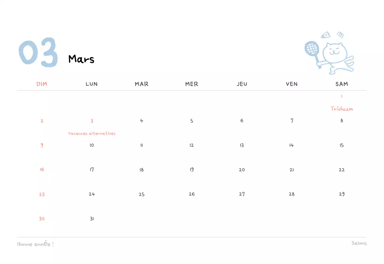 Calendrier journalier en ivoire