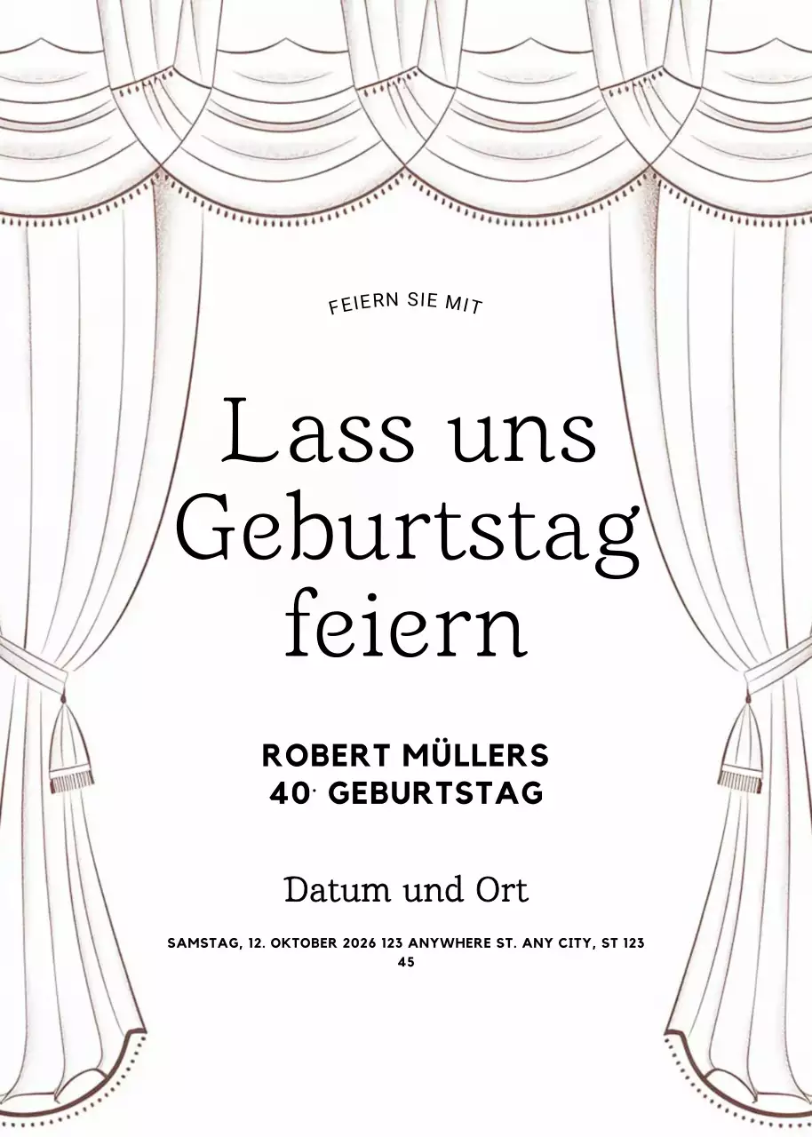 weiße elegante Geburtstagseinladung