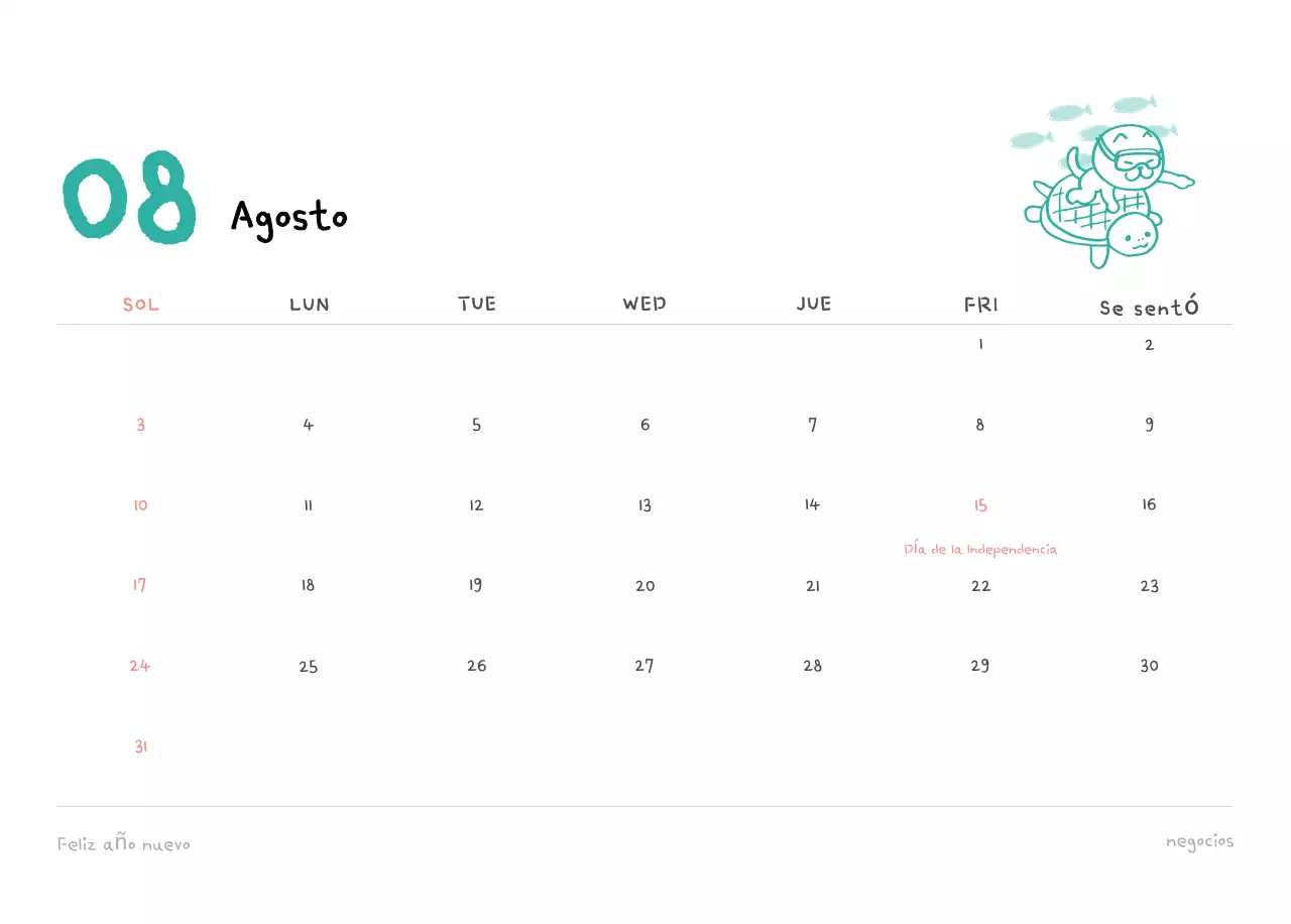 Calendario diario en marfil