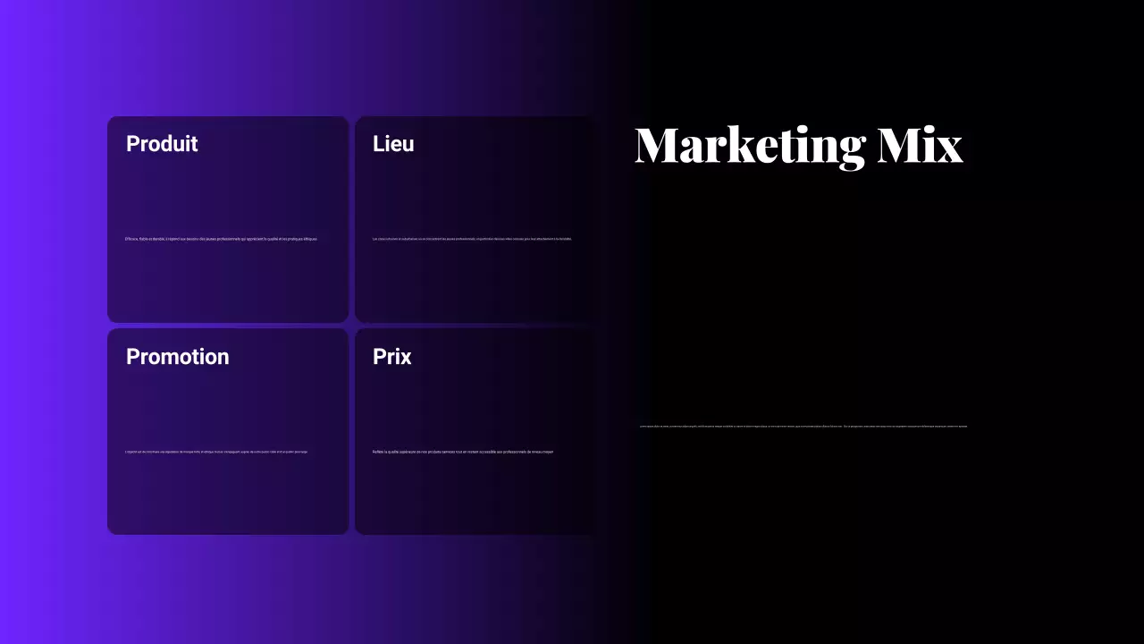 Présentation du plan marketing en dégradé noir et violet