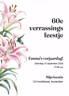 Roze gebloemde verjaardagsuitnodiging