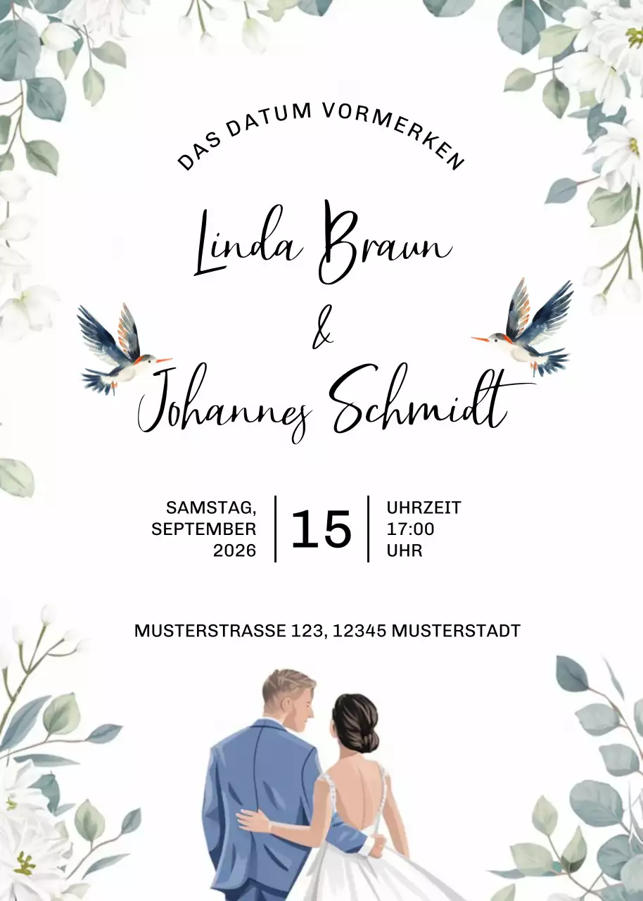 Weiß Elegante Hochzeitseinladung