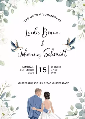 Weiß Elegante Hochzeitseinladung