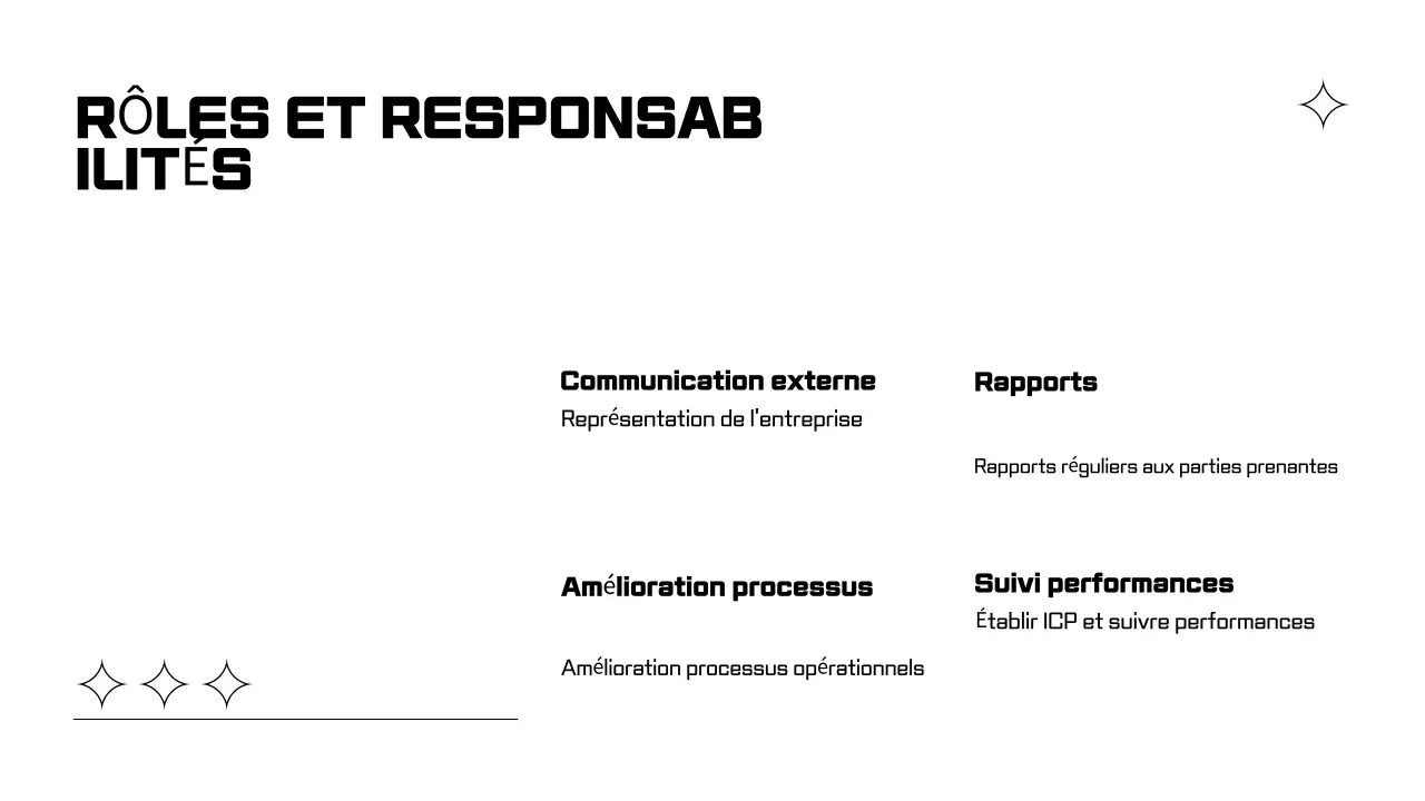 Présentations d'accueil des employés en noir et blanc