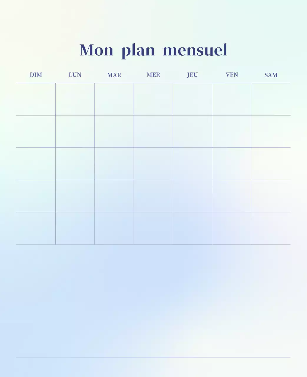 Calendrier minimaliste dégradé