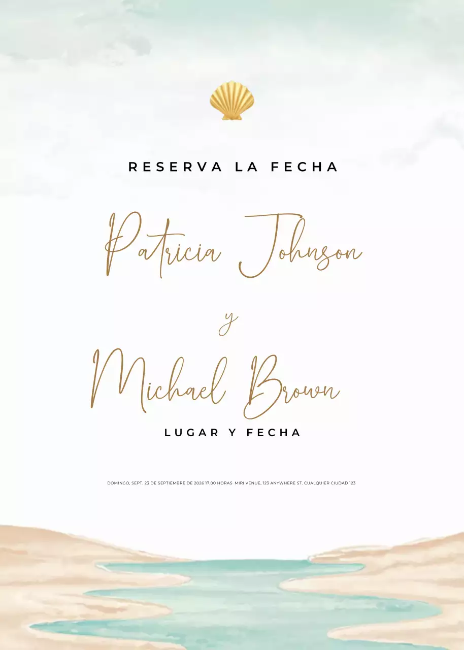 beige elegante invitación de boda