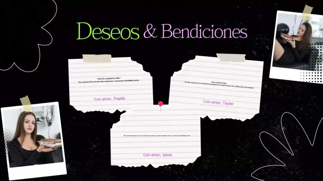 Collage de papel negro y verde Presentación de cumpleaños