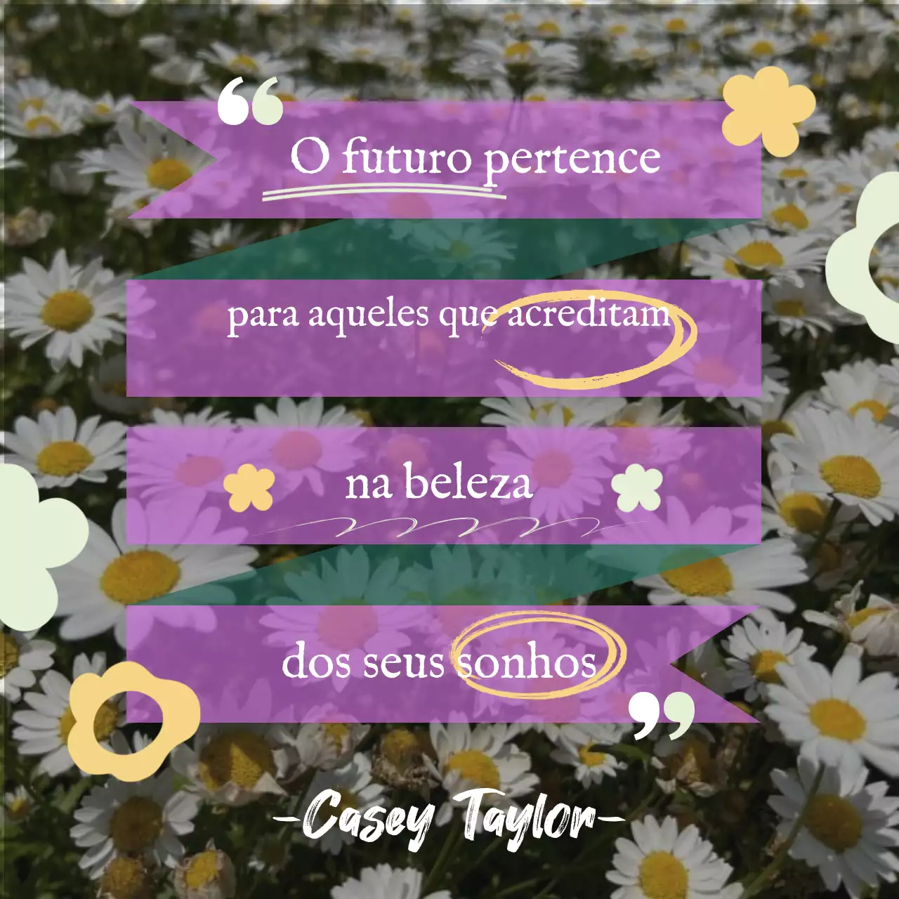 Cartão motivacional floral branco