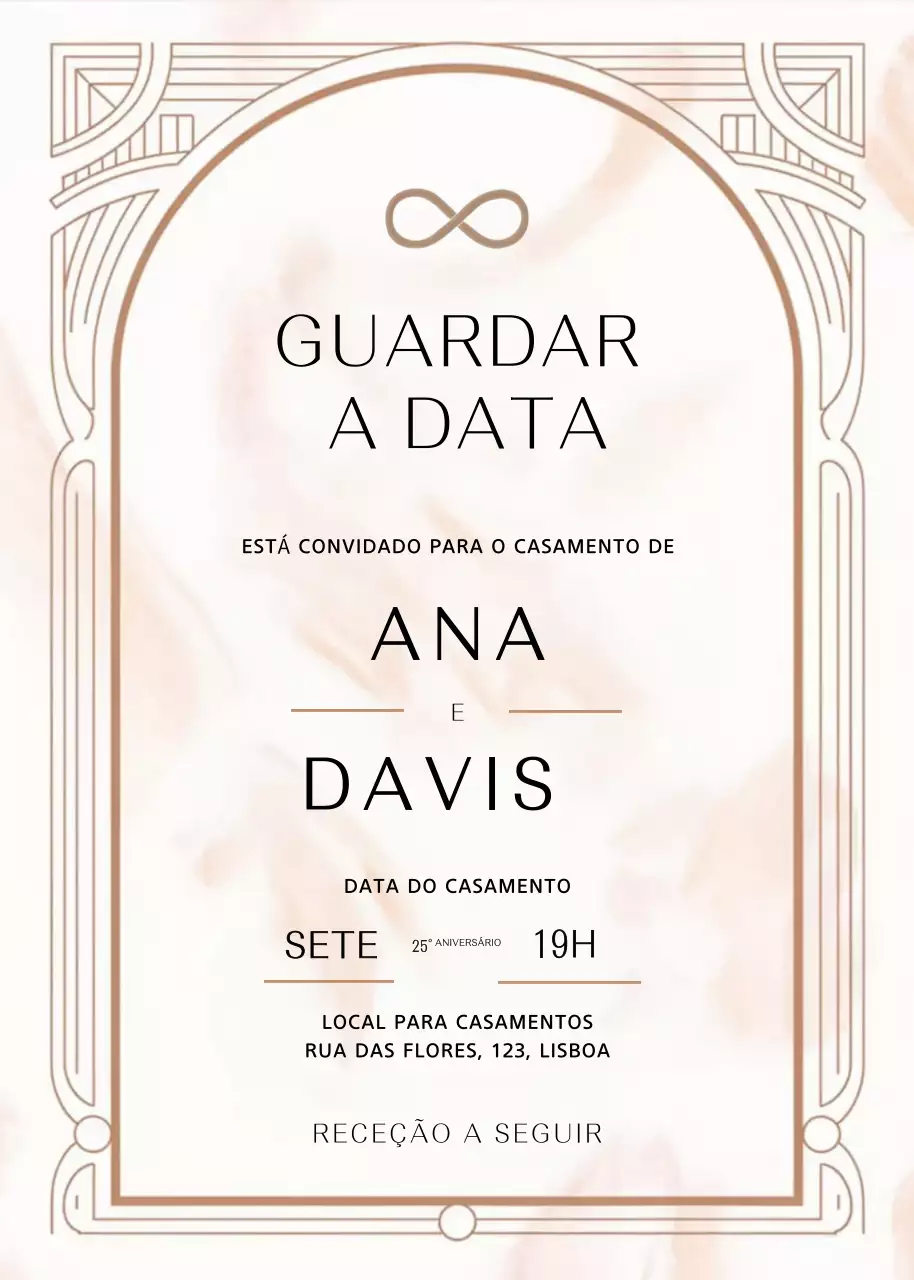 Convite de casamento bege e elegante