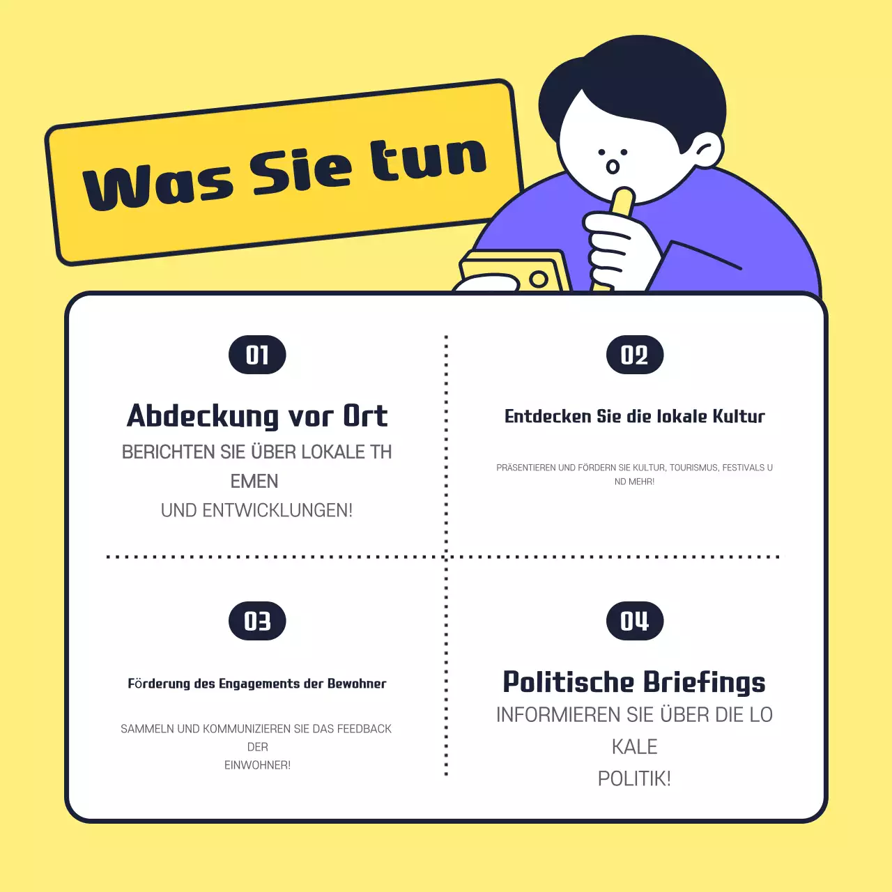 Gelbe, aufgeräumte Quartiersentwicklungsjournalisten gesucht