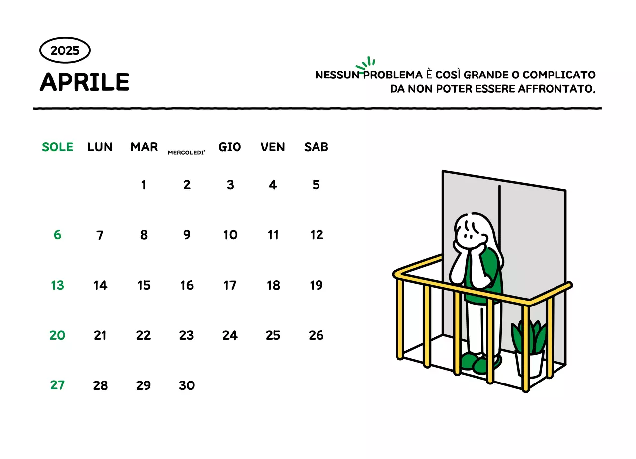 Calendario illustrato con un grazioso stile di linee