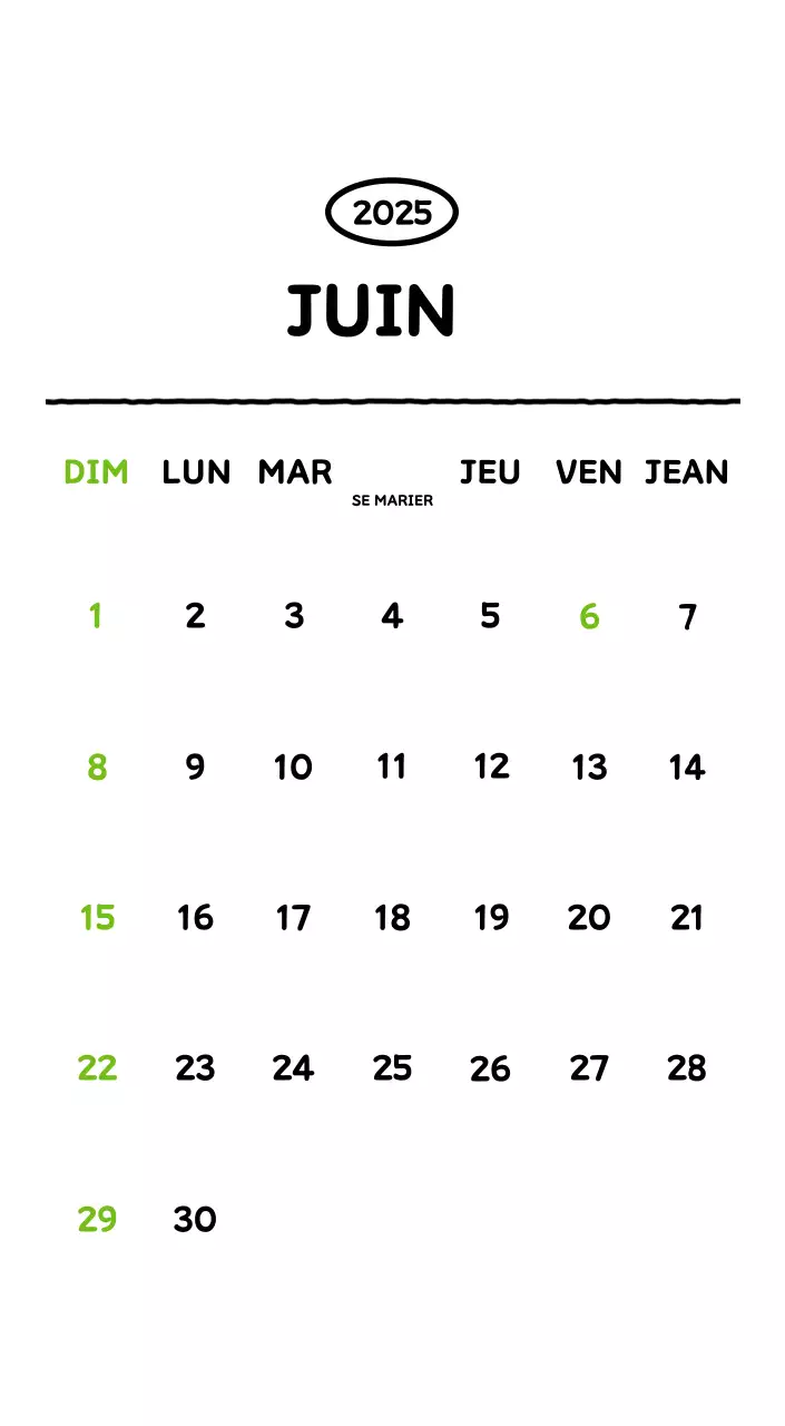 Calendrier illustré avec un joli style de lignes