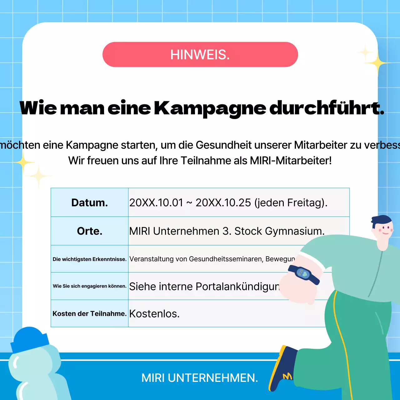 Blaue einfache Gesundheitskampagne