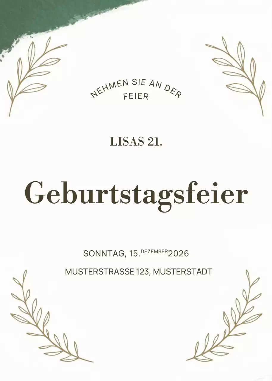 Grün Elegante Geburtstagseinladung