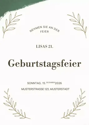 Grün Elegante Geburtstagseinladung