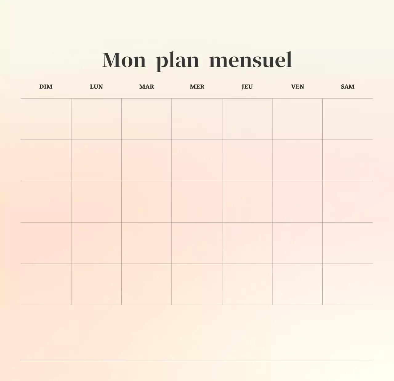 Calendrier minimaliste dégradé