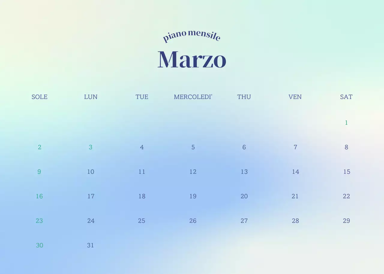 Calendario minimalista a gradi