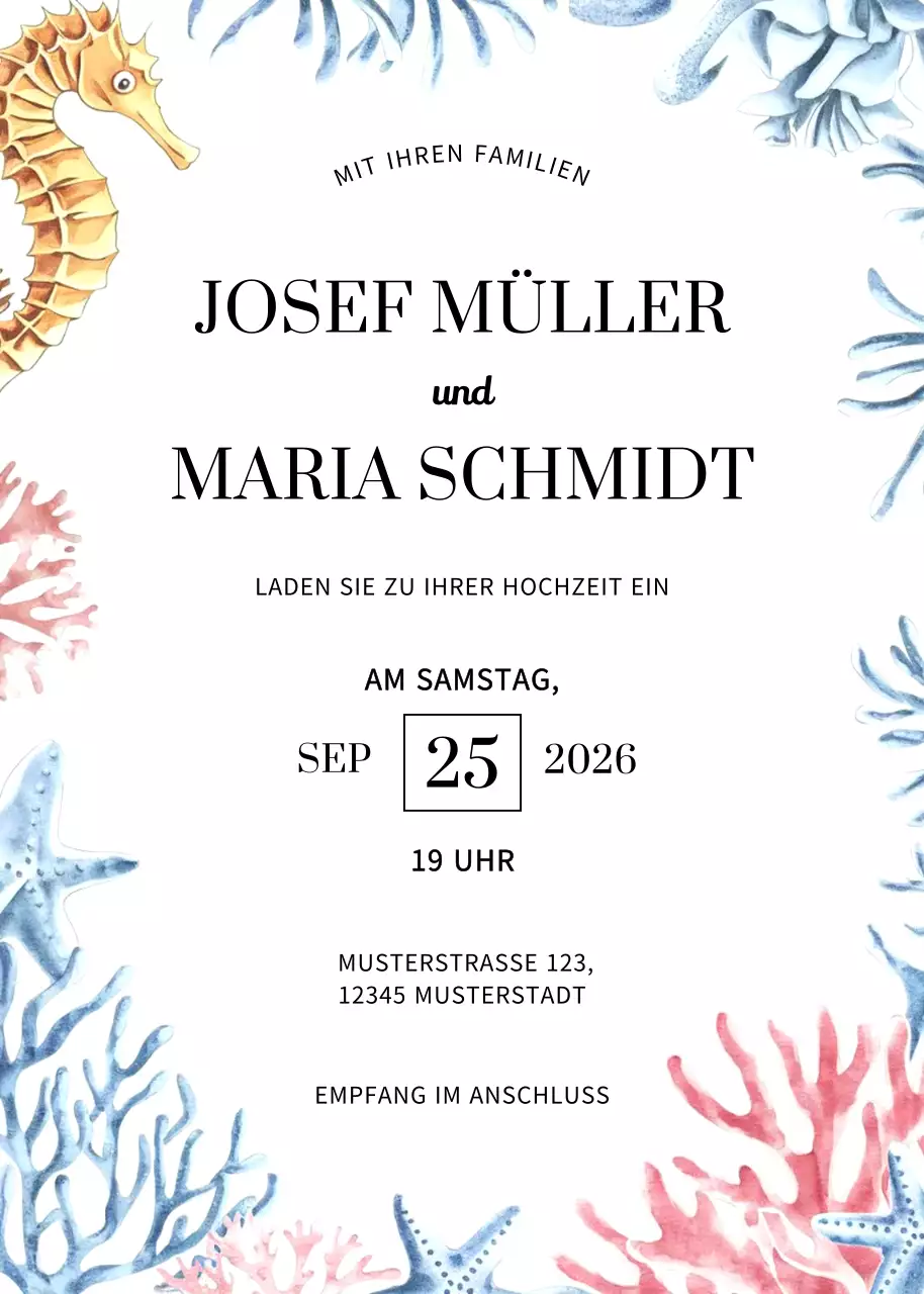 Beige Elegante Hochzeitseinladung