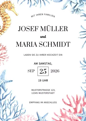 Beige Elegante Hochzeitseinladung