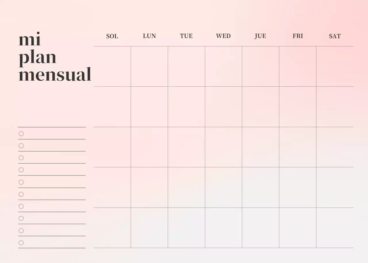 Calendario minimalista degradado