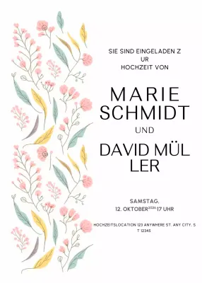 Hochzeitseinladung mit weißen Blumen