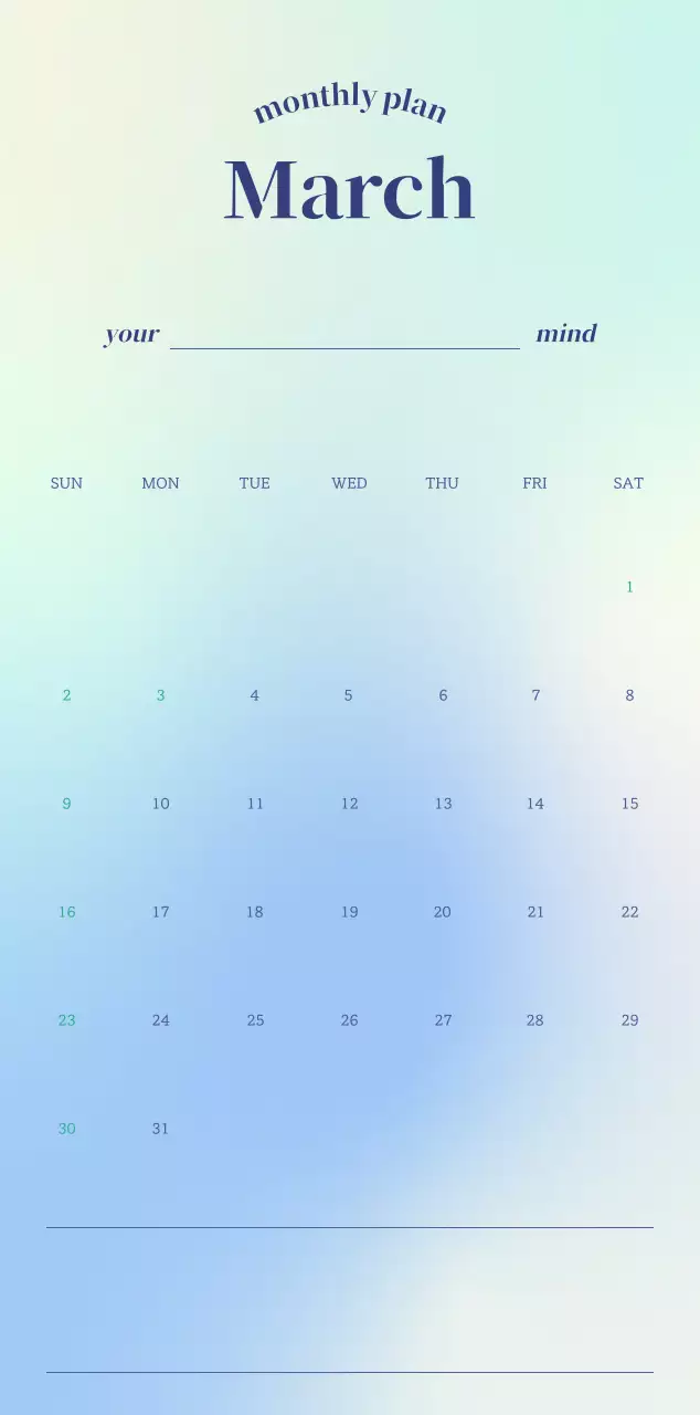 Gradient Minimalist Calendar