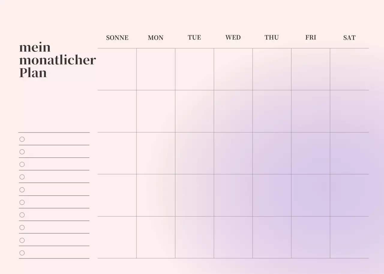 Minimalistischer Kalender mit Farbverlauf