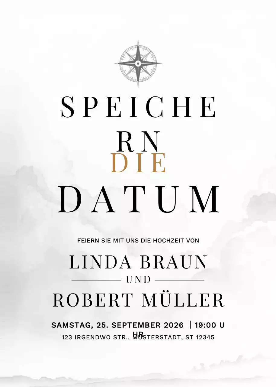 Weiß Minimalistische Hochzeitseinladung