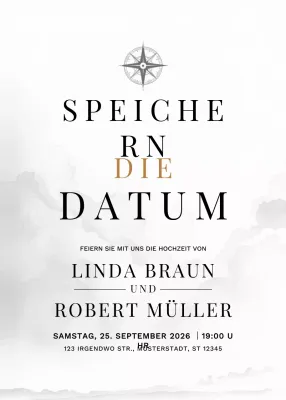 Weiß Minimalistische Hochzeitseinladung