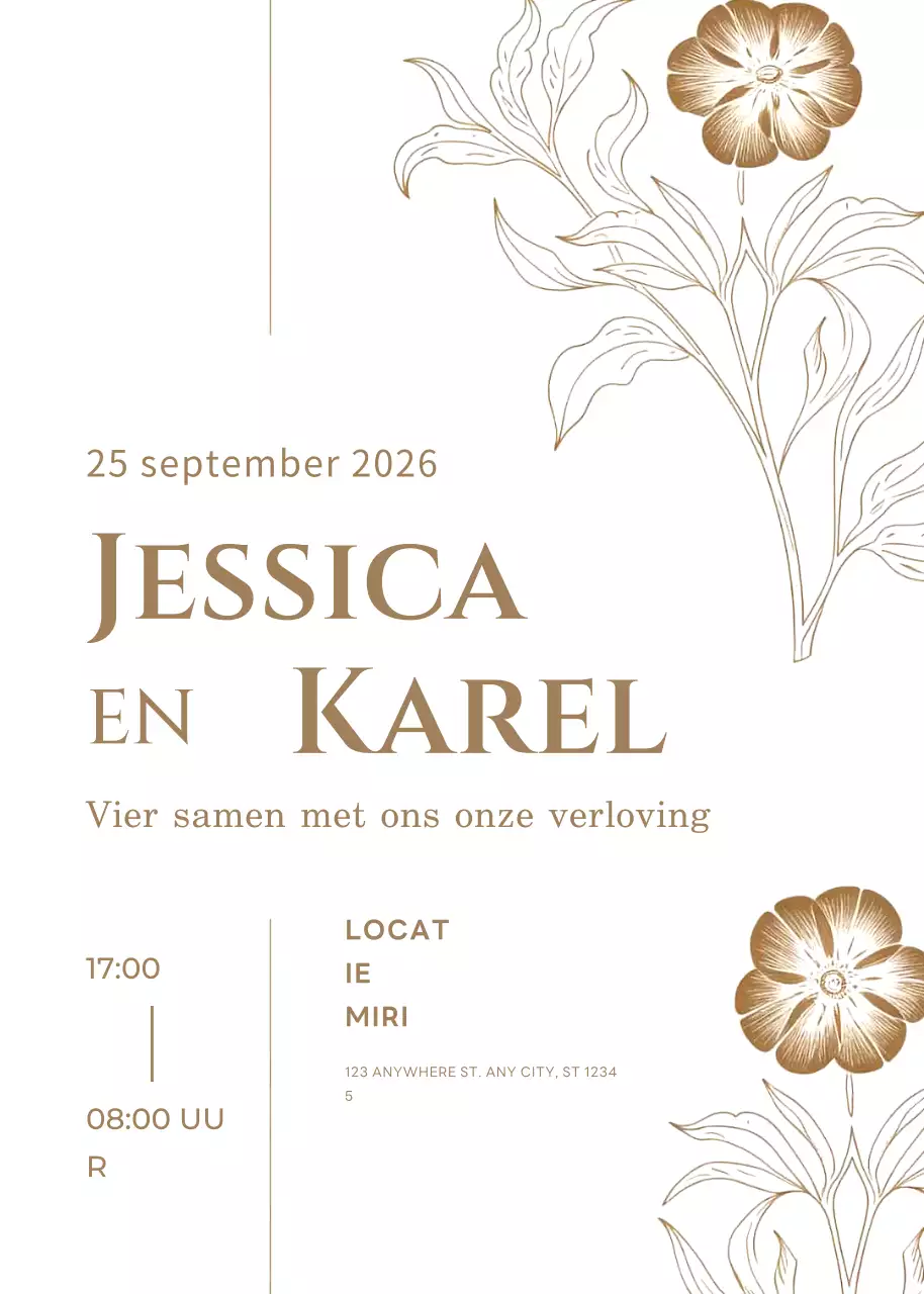 beige elegante verlovingsuitnodiging