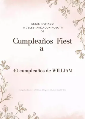 invitación de cumpleaños elegante beige