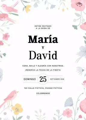 Invitación de boda rosa floral