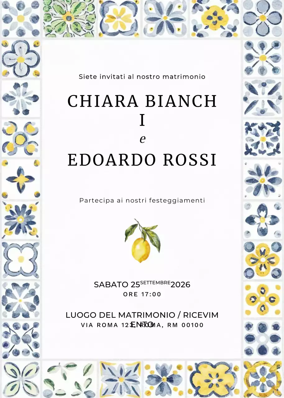 invito di nozze floreale giallo