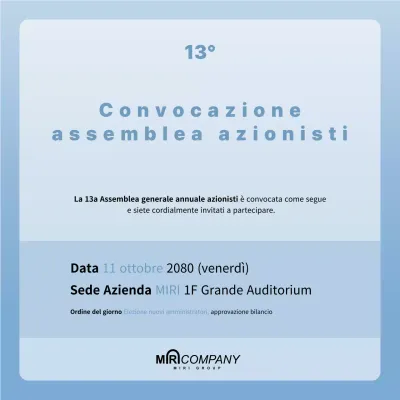 Annuncio dell'assemblea degli azionisti in azzurro