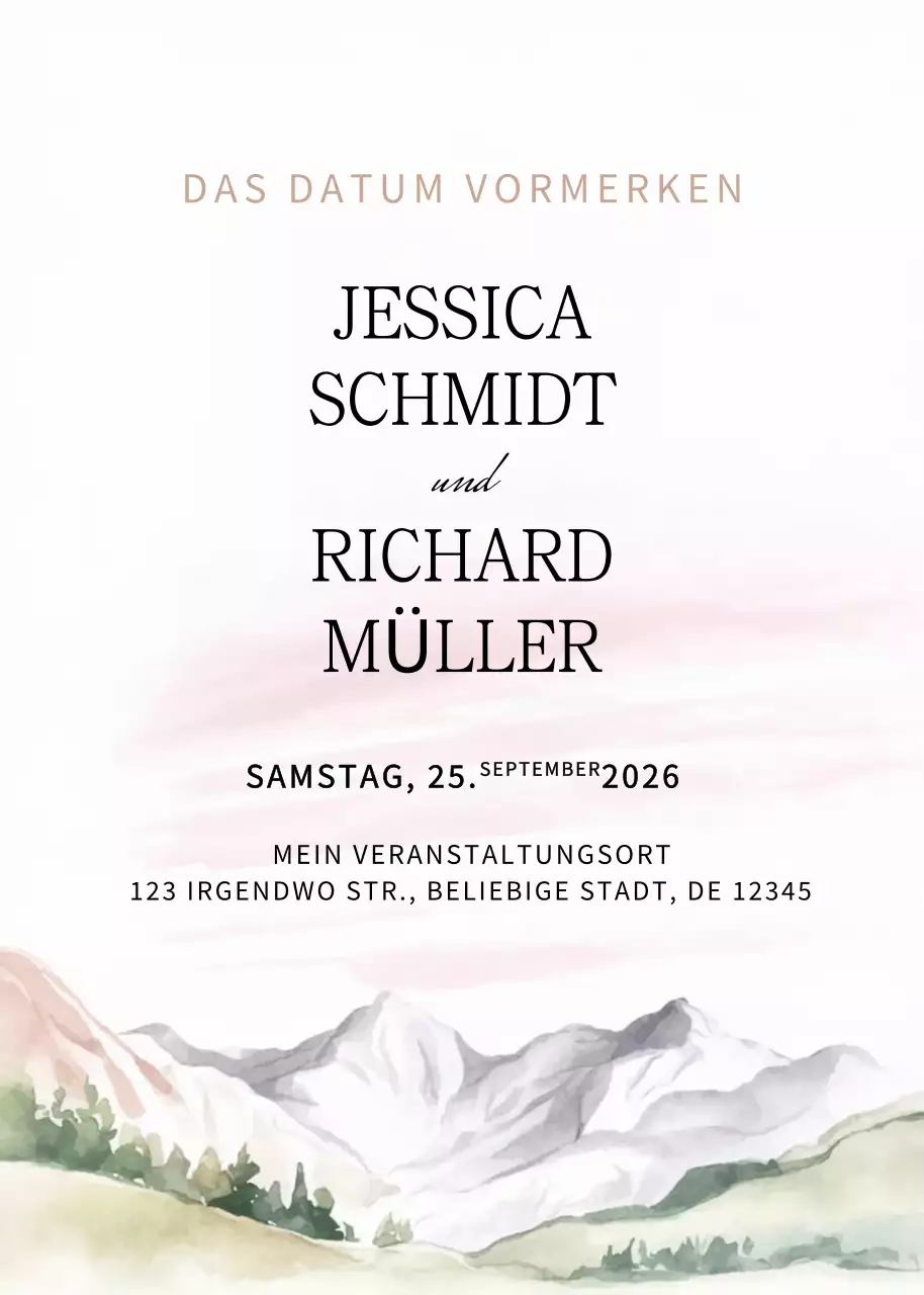 Beige Elegante Hochzeitseinladung