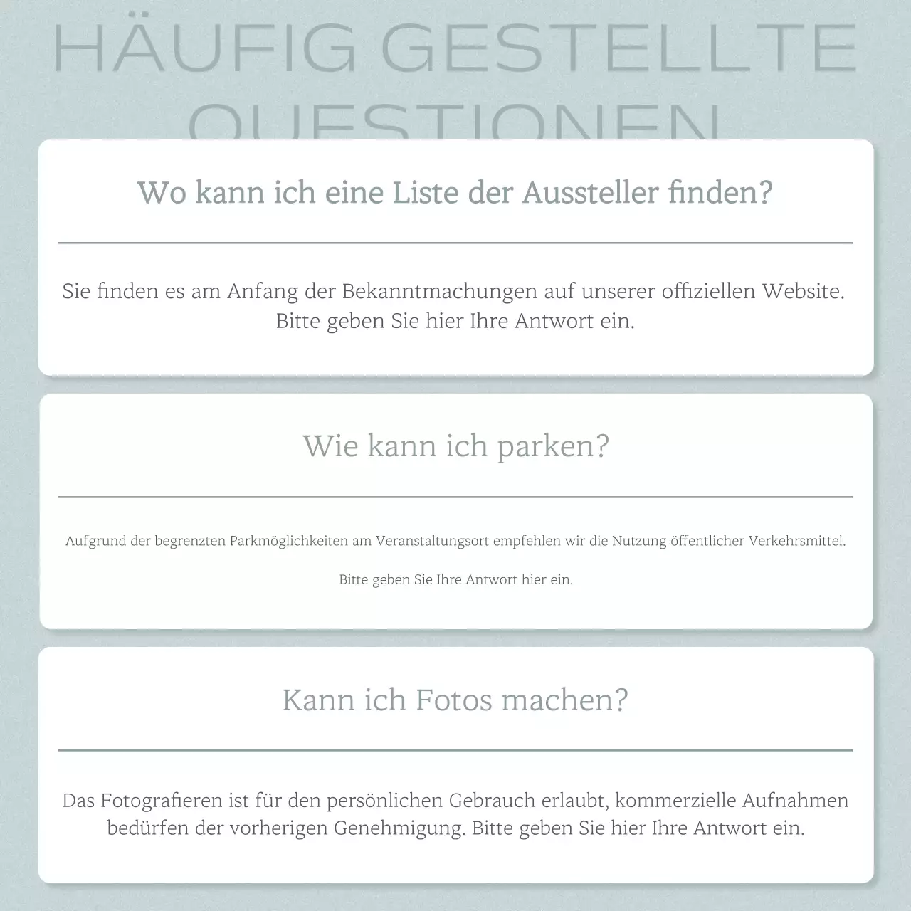 Graue, minimalistische Frage- und Antwort-Ansagen