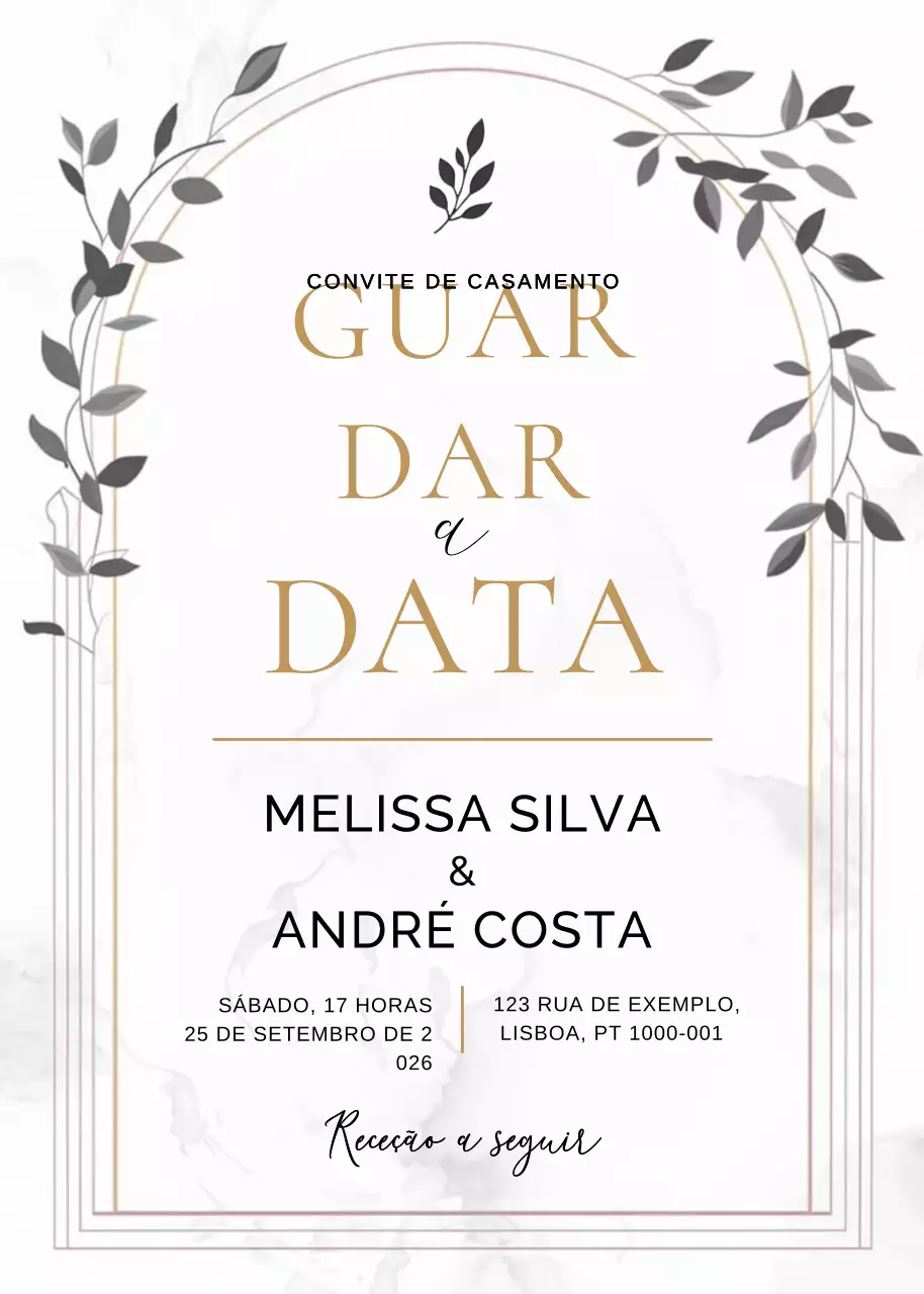 convite de casamento branco e elegante