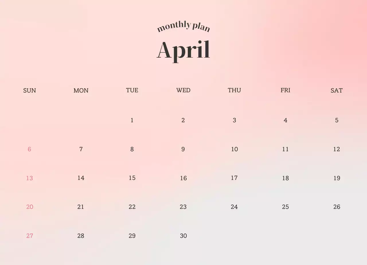 Kalender Emosi Minimalis Gradien