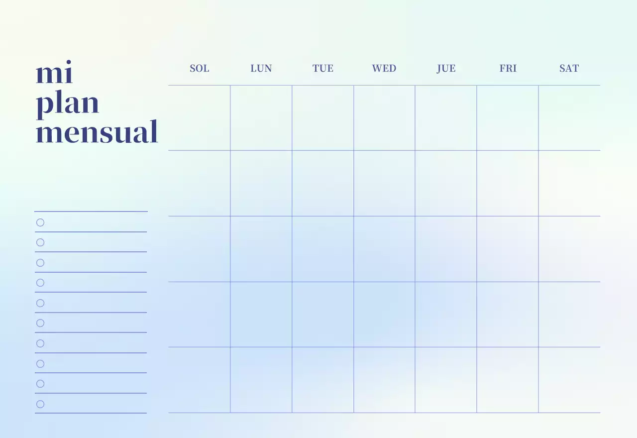 Calendario minimalista degradado