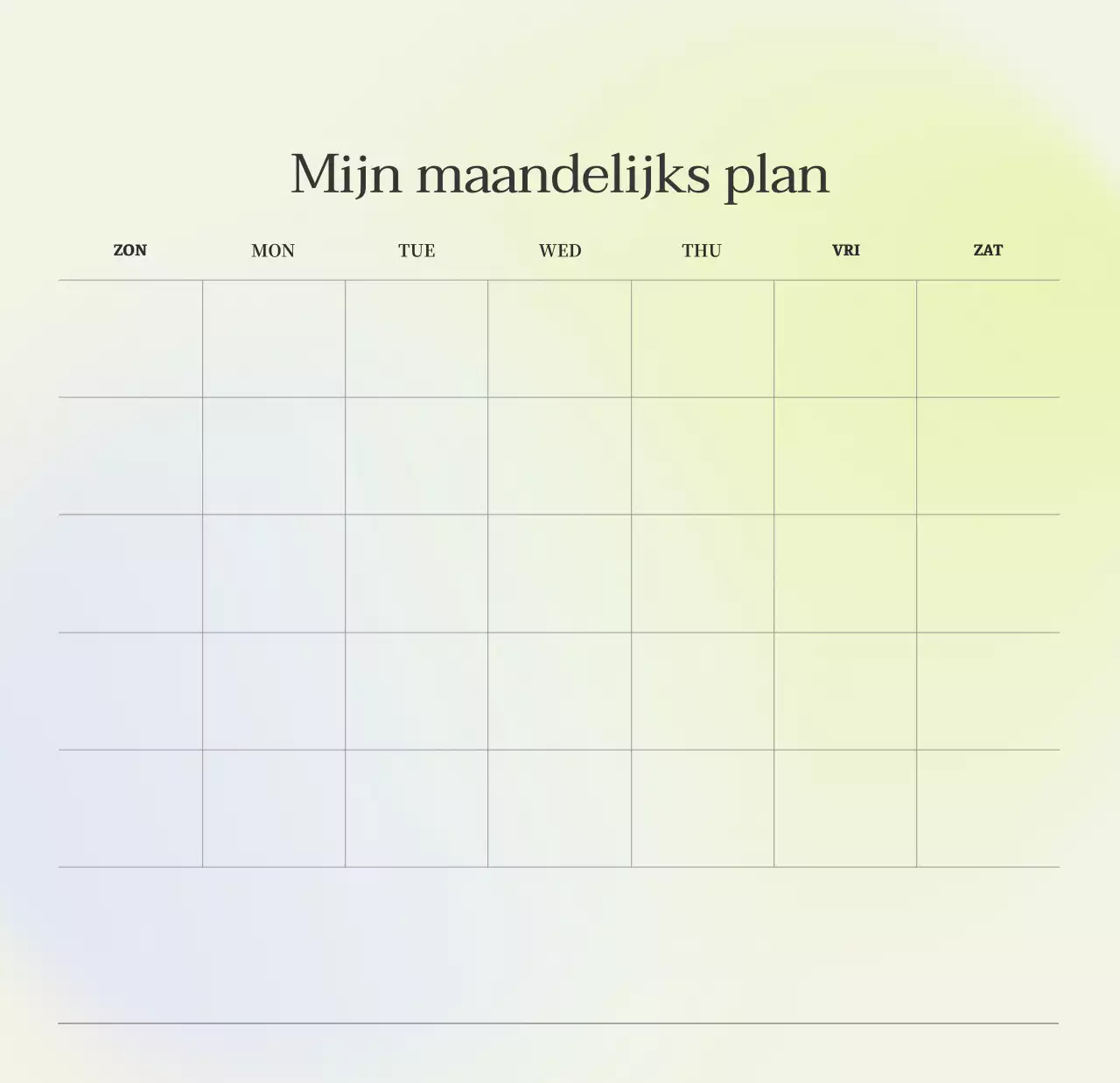 Minimalistische kalender met kleurverloop