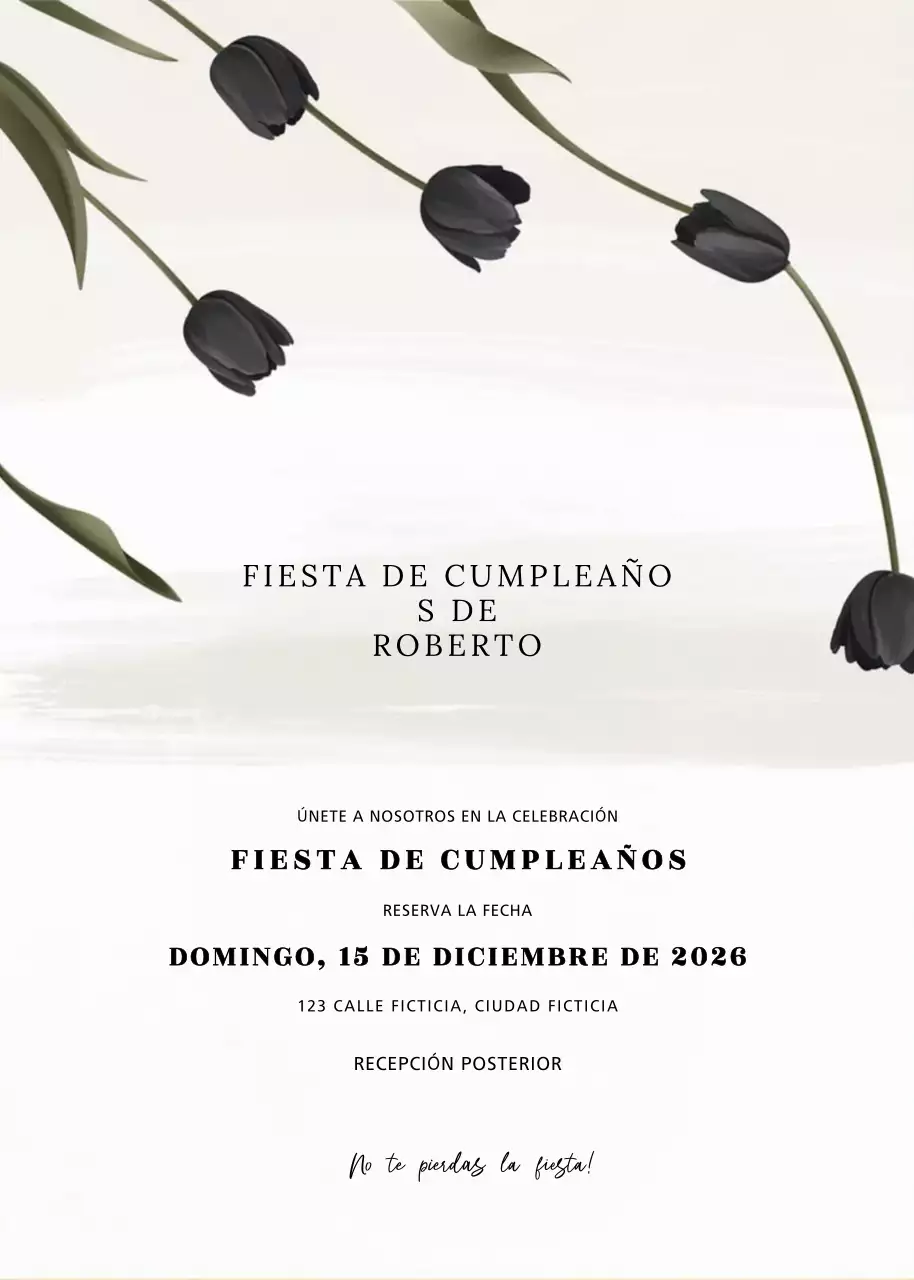 Elegante invitación de cumpleaños negra