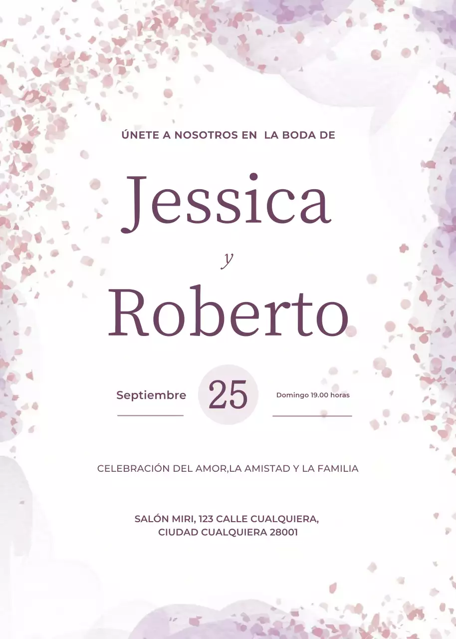 Invitación de boda violeta estilo elegante