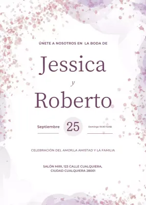 Invitación de boda violeta estilo elegante
