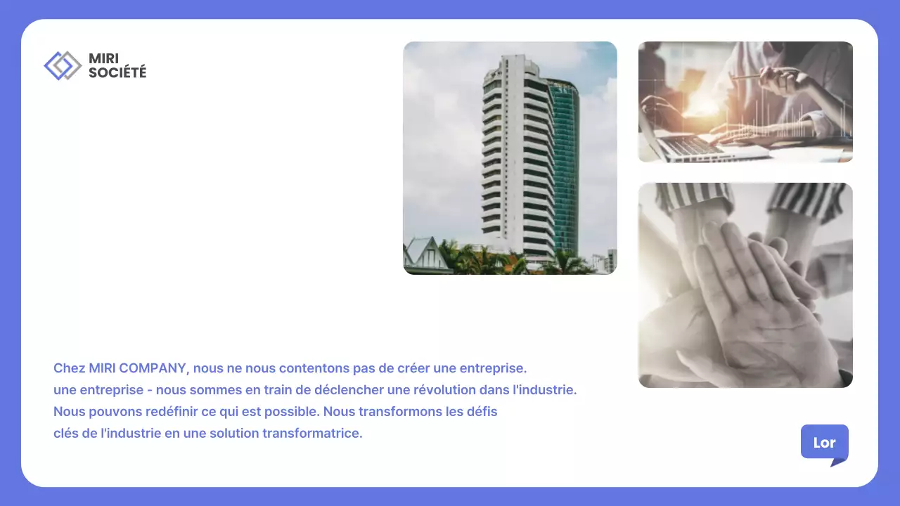 présentation professionnelle bleue de l'entreprise