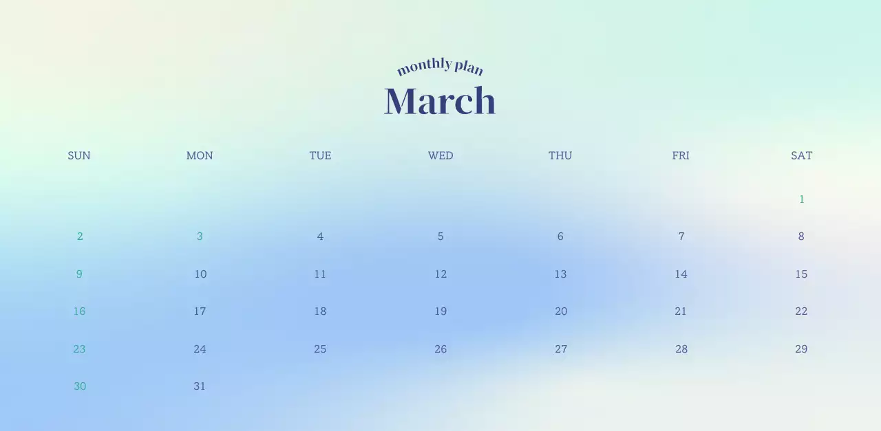 Gradient Minimalist Calendar