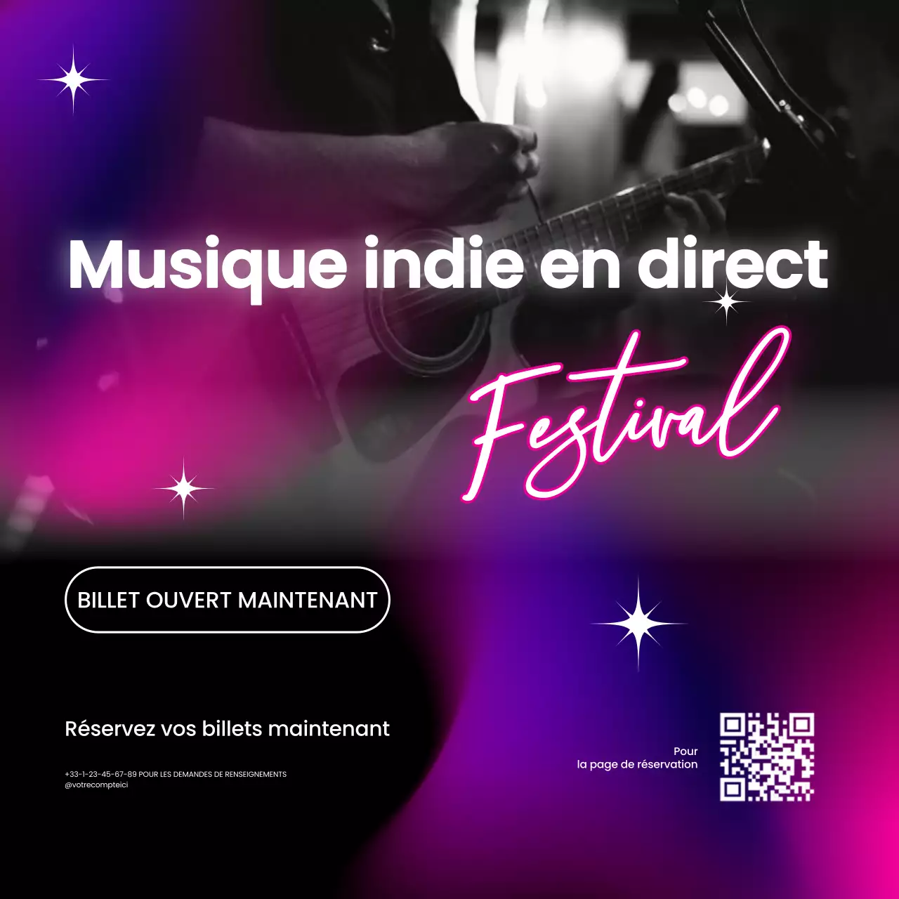 Promotion de la musique tendance en dégradé violet